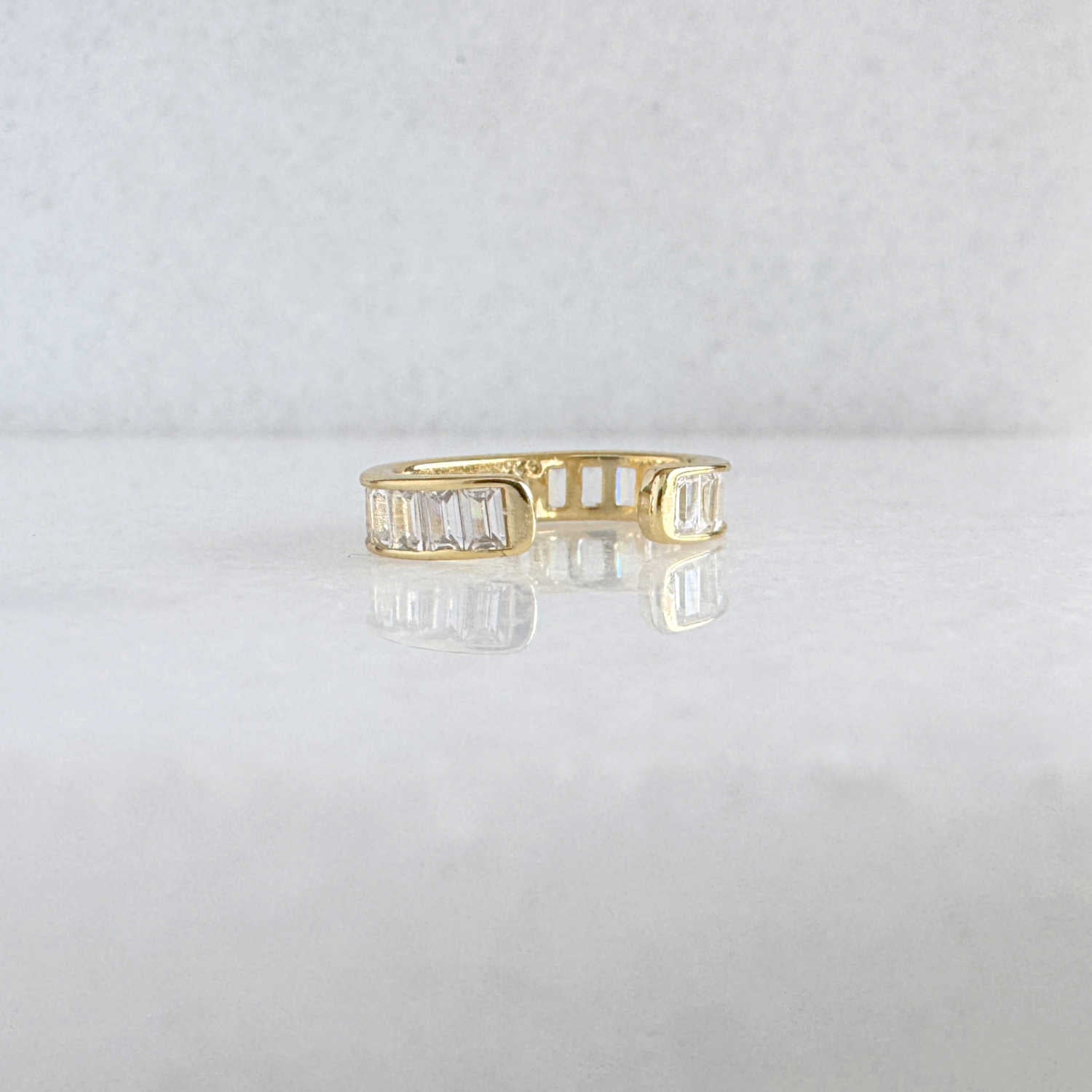 Gold Baguette Ear Cuff, View of Back and Inside