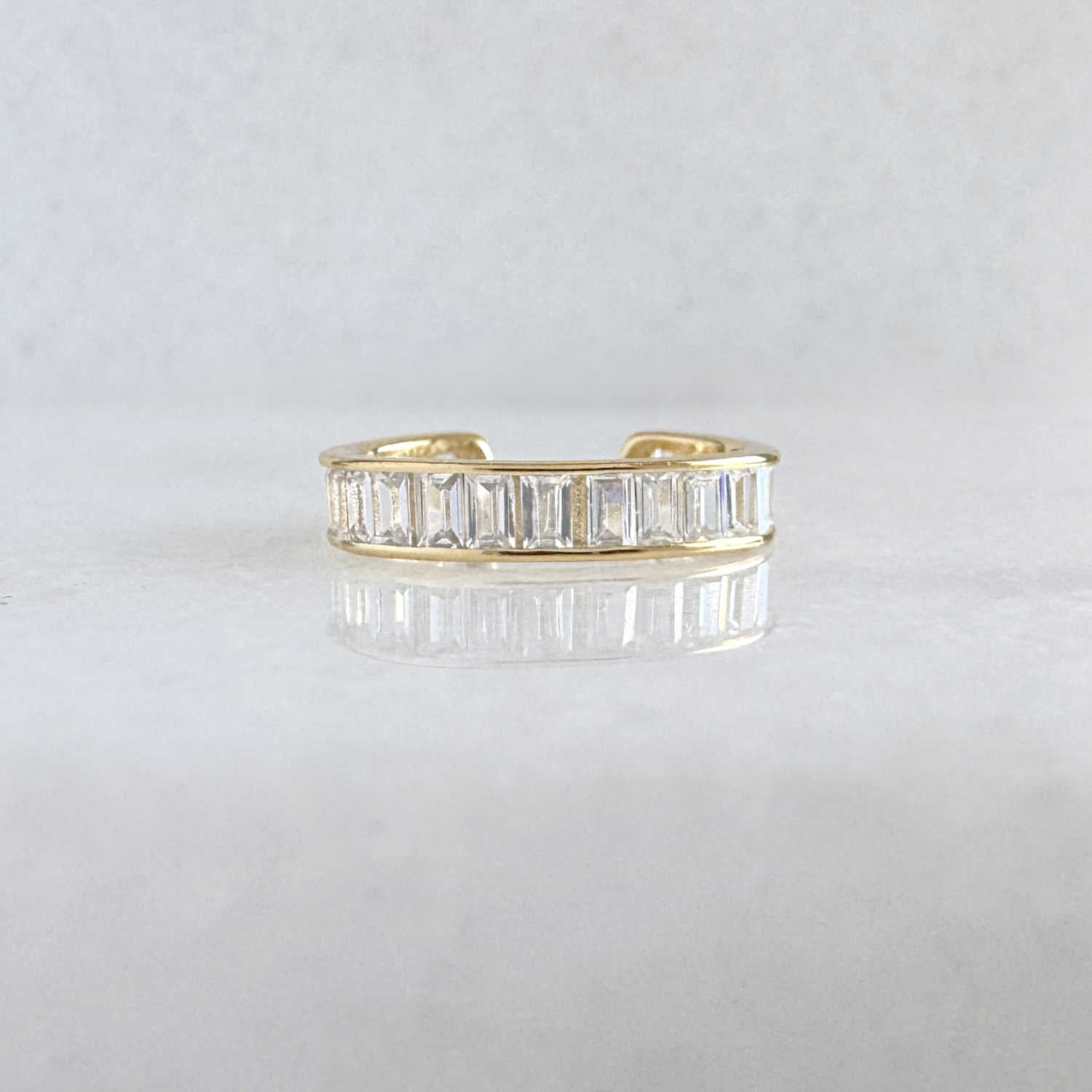 Gold Baguette Ear Cuff | Non Pierced Cartilage, Conch Earring from Two of Most Fine Jewelry