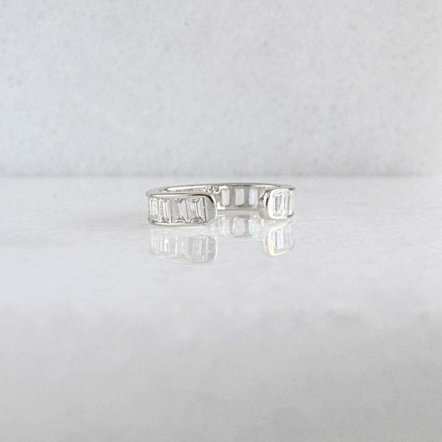 White Gold Baguette Ear Cuff, View of Back and Inside