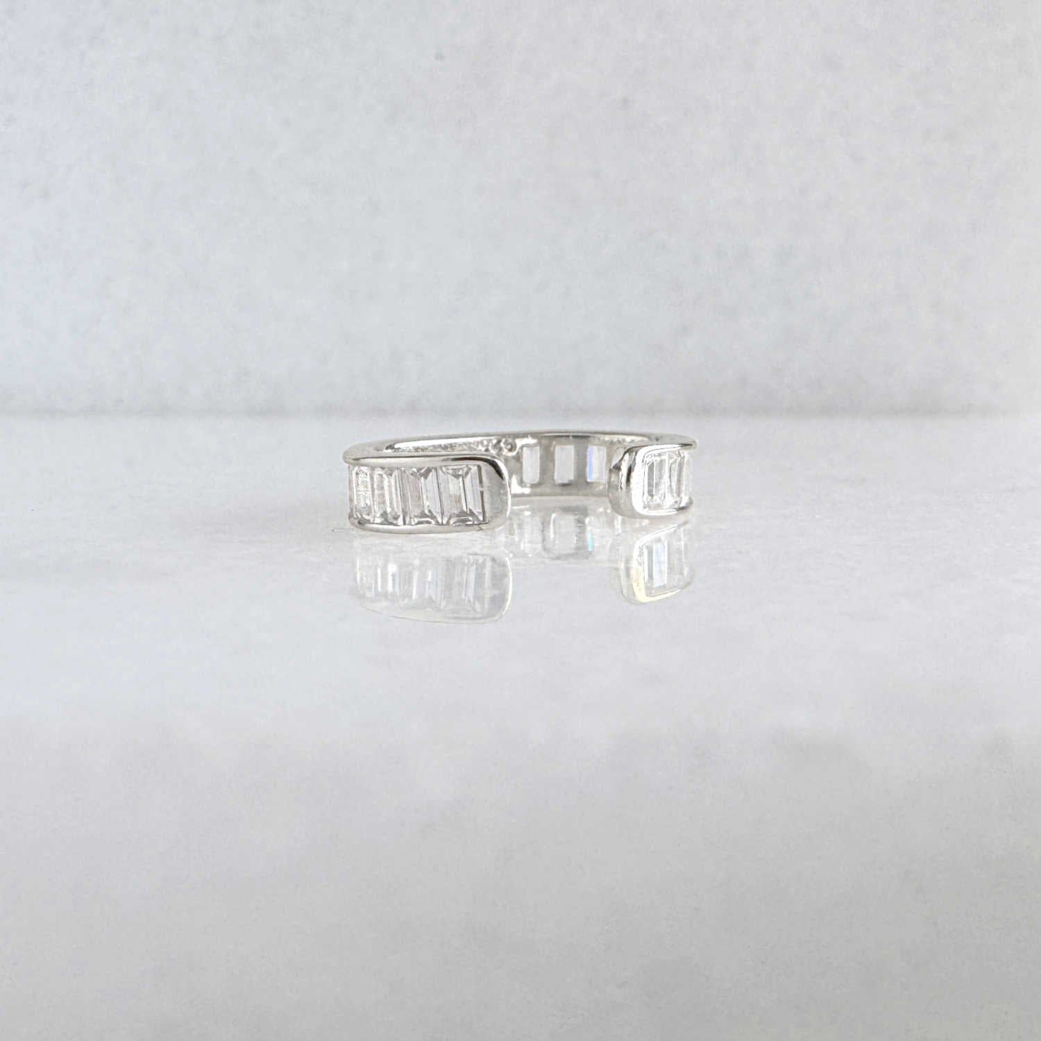 White Gold Baguette Ear Cuff, View of Back and Inside