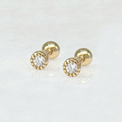 Bezel Stud Screw Back Cartilage Earring