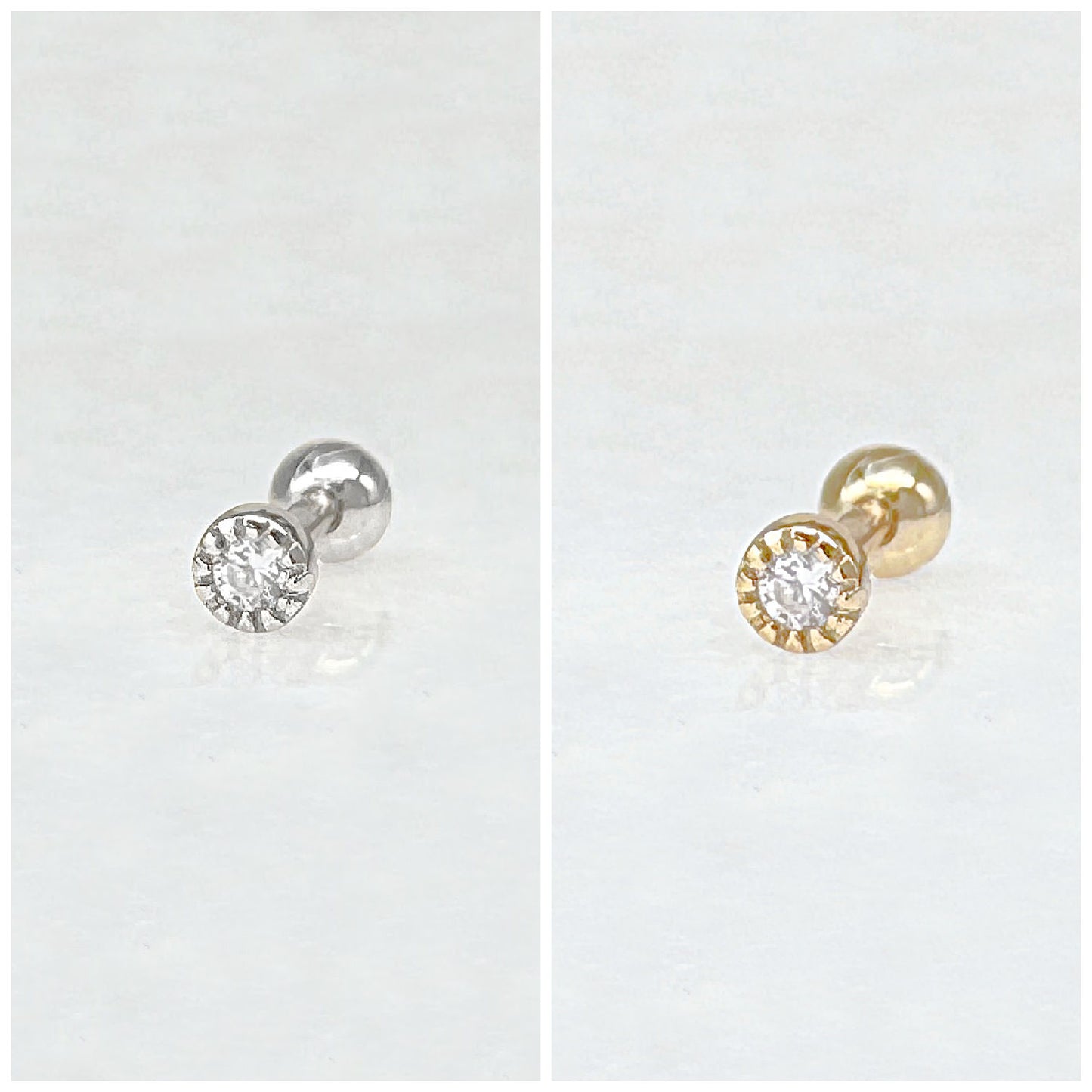 Gold & Silver Bezel Stud Flat Back Earring Set