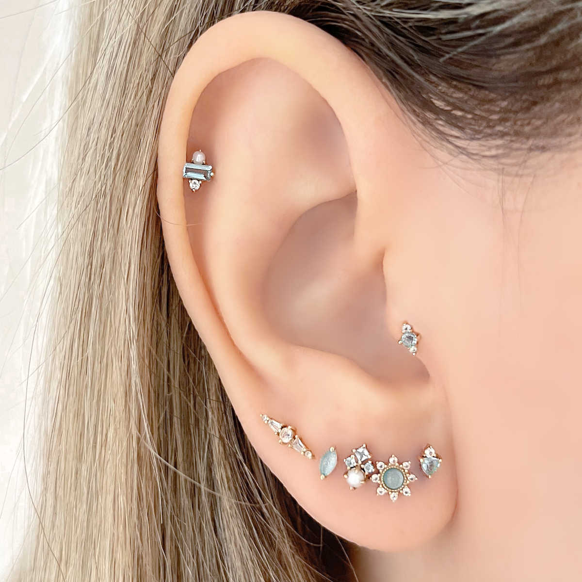 14k Tragus Cartilage Ear Piercing Earrings - With Safety Screw