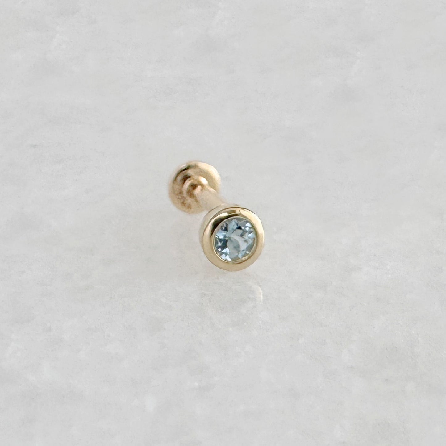 Blue Topaz Flat Back Earring for Tragus, Helix or Conch | 14k Gold Cartilage Piercing Jewelry from Two of Most