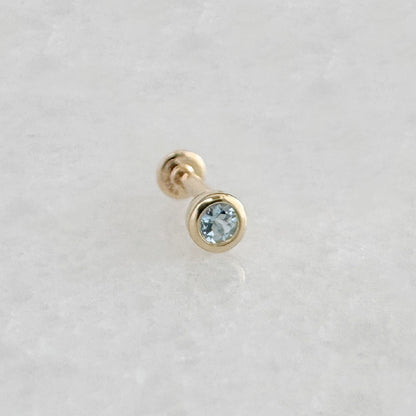 Blue Topaz Flat Back Earring for Tragus, Helix or Conch | 14k Gold Cartilage Piercing Jewelry from Two of Most