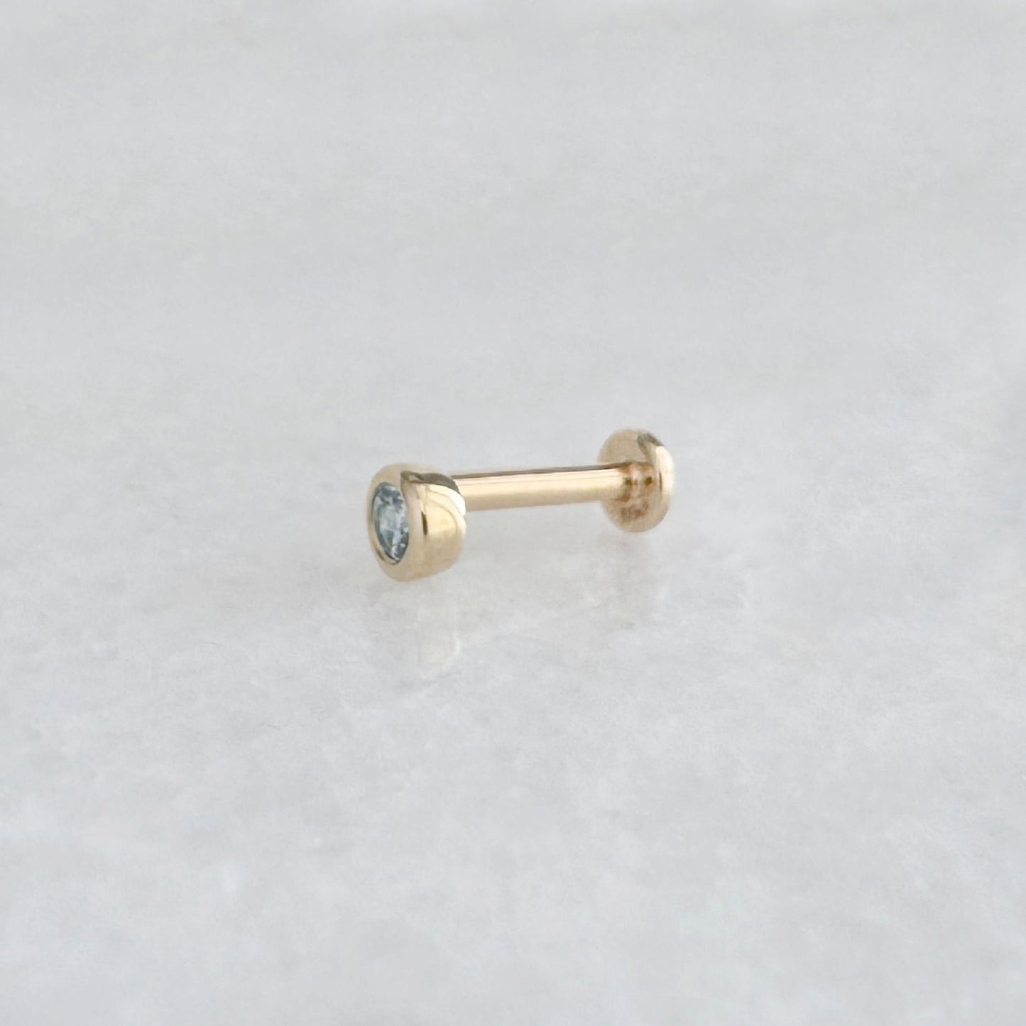 Blue Topaz Flat Back Cartilage Piercing Earring, Side View