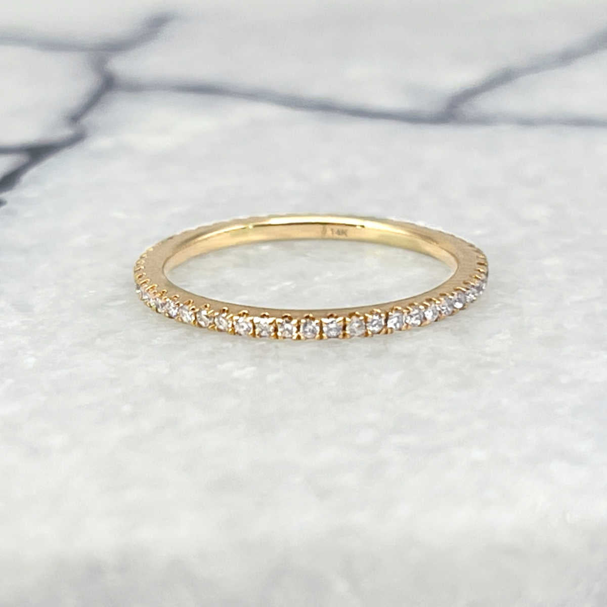 Diamond Midi Ring, 14K Gold Eternity Band for Knuckle or Pinky | Two of Most Fine Jewelry