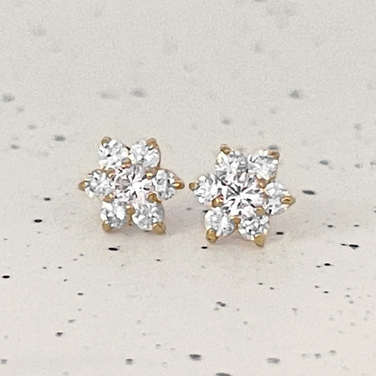 Gemstone Flower Earrings | 14k Solid Gold Screw Back Stud from Two of Most
