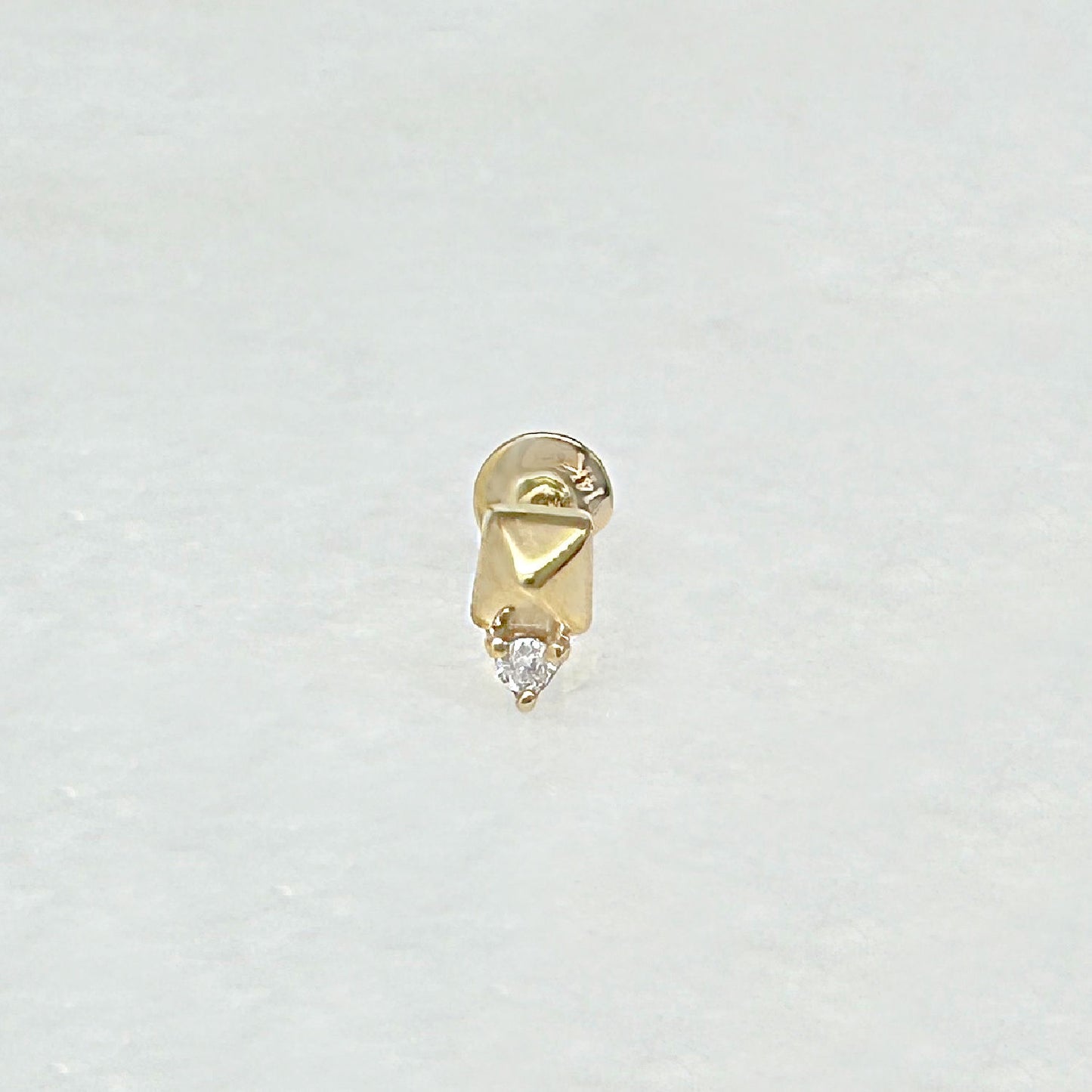 Diamond Pyramid Helix Earring | 14k Gold Flat Back Cartilage or Lobe Stud