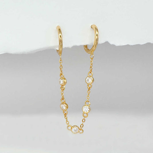 Connected Hoop Earrings, Diamond by the Yard Double Piercing Style from Two of Most