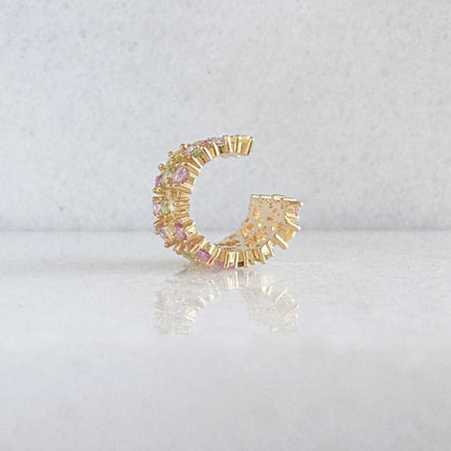 Multicolored Gemstone Ear Cuff | Non Pierced Cartilage, Conch Earring | Side View