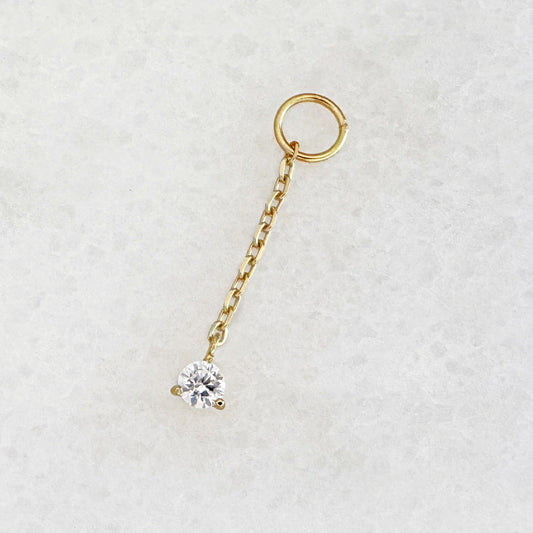 Gold chain earring charm for hoop, huggie, and stud earrings