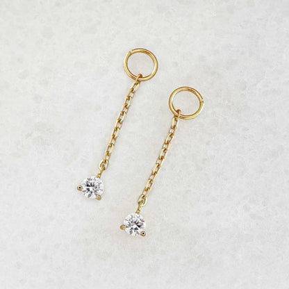 Pair of gold chain earring charms for hoop, huggie, and stud earrings