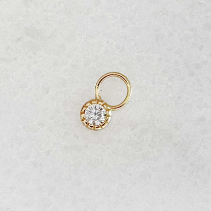 Gold bezel gemstone earring charm for hoop, huggie, and stud earrings