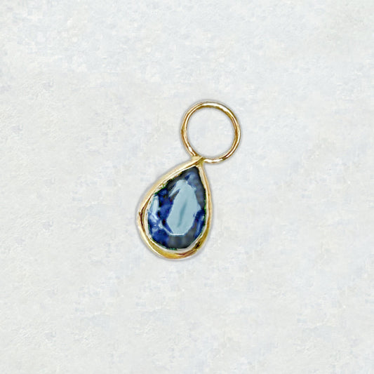 Blue Topaz Teardrop Hoop Earring Charm