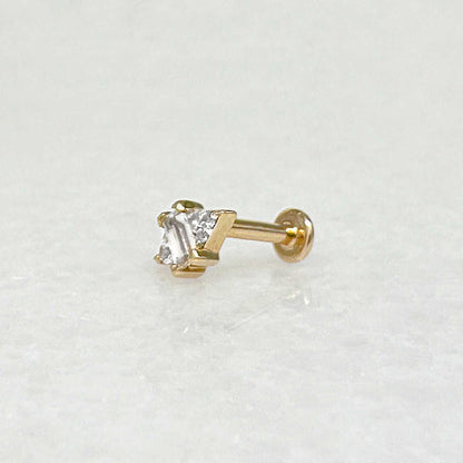 Emerald Cut Topaz Flat Back Earring