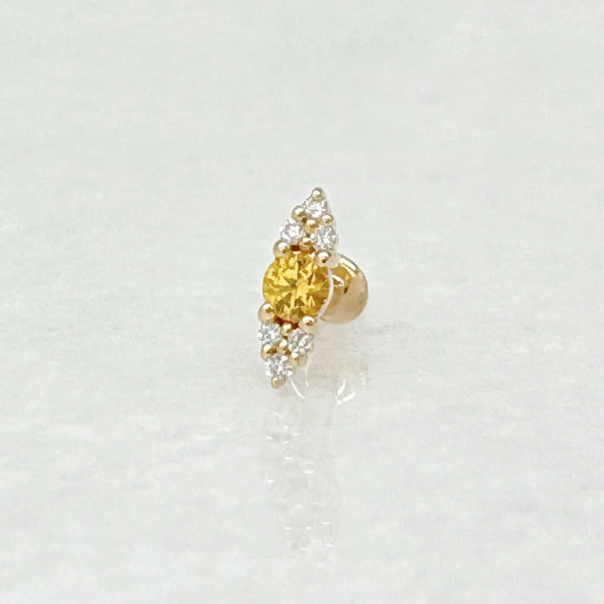 Gold Flat Back Earring, Yellow Sapphire & Diamond Helix Stud from Two of Most