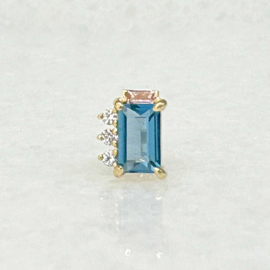 Blue & Pink Gemstone Flat Back Earring | 14k Gold Modern Bridal Studs from Two of Most