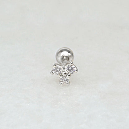 Silver Cluster Screw Back Earring