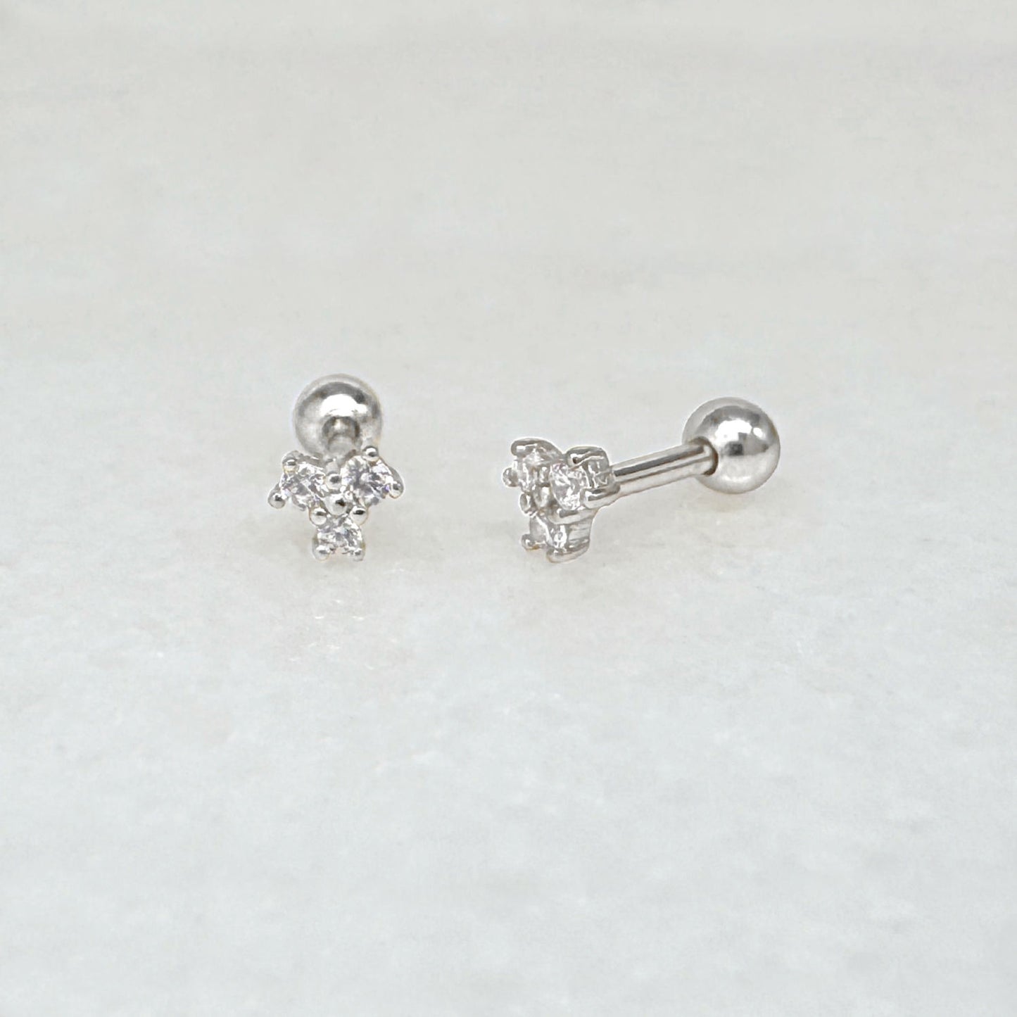 Silver Cluster Screw Back Earring