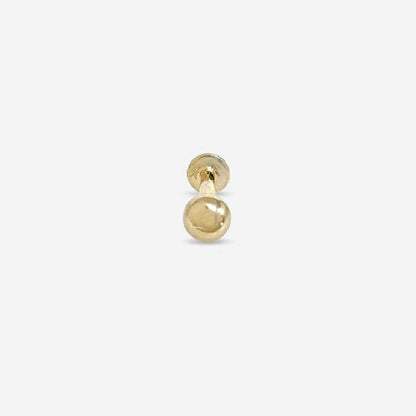 14k Gold Ball Flat Back Earring, Helix, Tragus, or Conch Stud for Women and Men