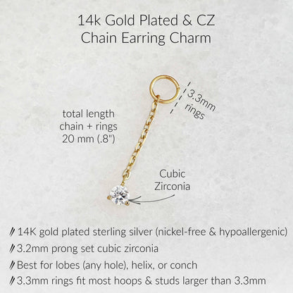 Specs for Gold Chain & Cubic Zirconia Earring Charm