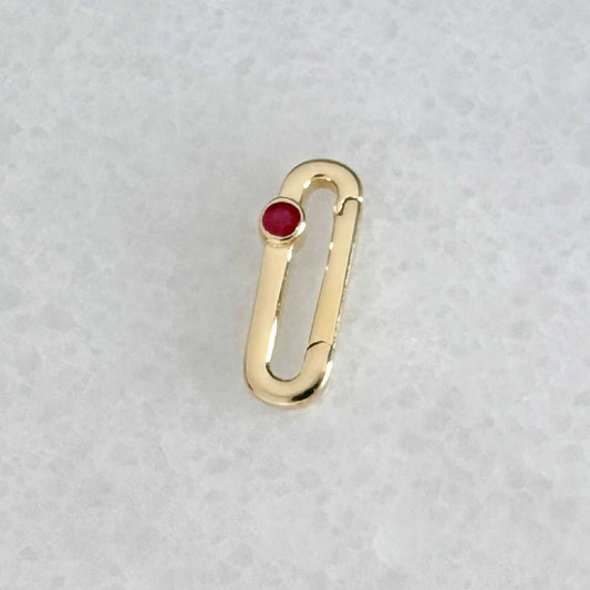 Ruby & Gold Bezel Charm Clip