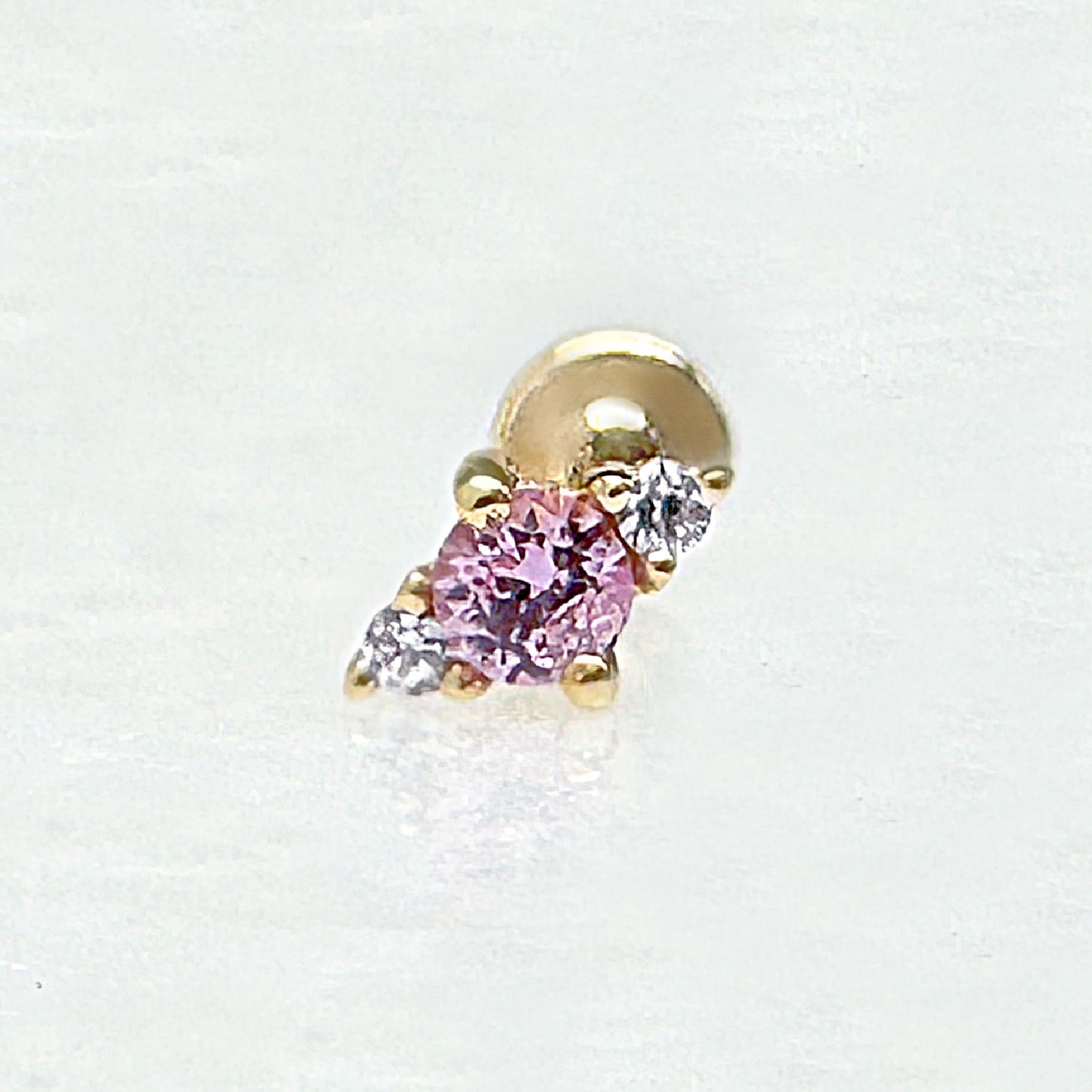 Pink Sapphire Flat Back Earring | 14k Gold Tragus, Helix Piercing Studs from Two of Most