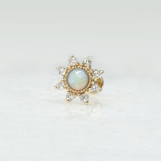 Opal Starburst Flat Back Earring | 14k Gold Helix, Tragus, Lobe Stud from Two of Most