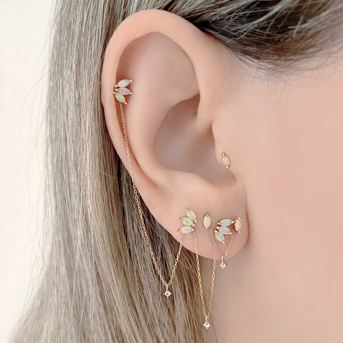 Gemstone Gold Chain Earrings