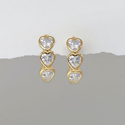 Gold Heart Shaped Gemstone Hoop Earrings, Small Helix or Lobe Huggies from Two of Most