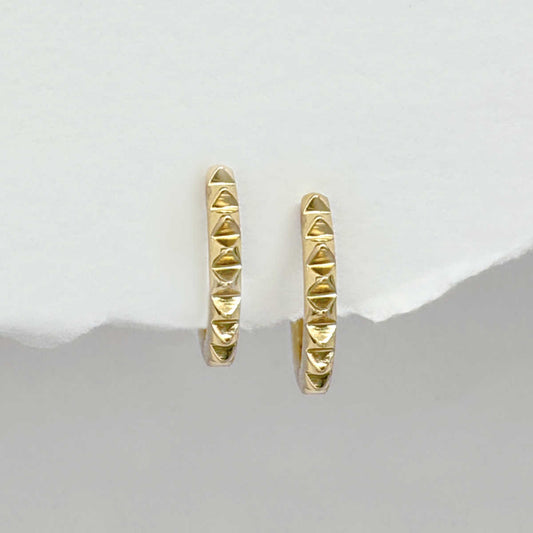 Gold Spiked Huggie Earrings | Small Helix, Cartilage Hoops