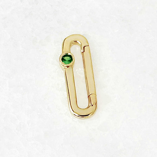 Green Tsavorite Charm Holder | Gold Necklace Connector Clip from Two of Most Fine Jewelry