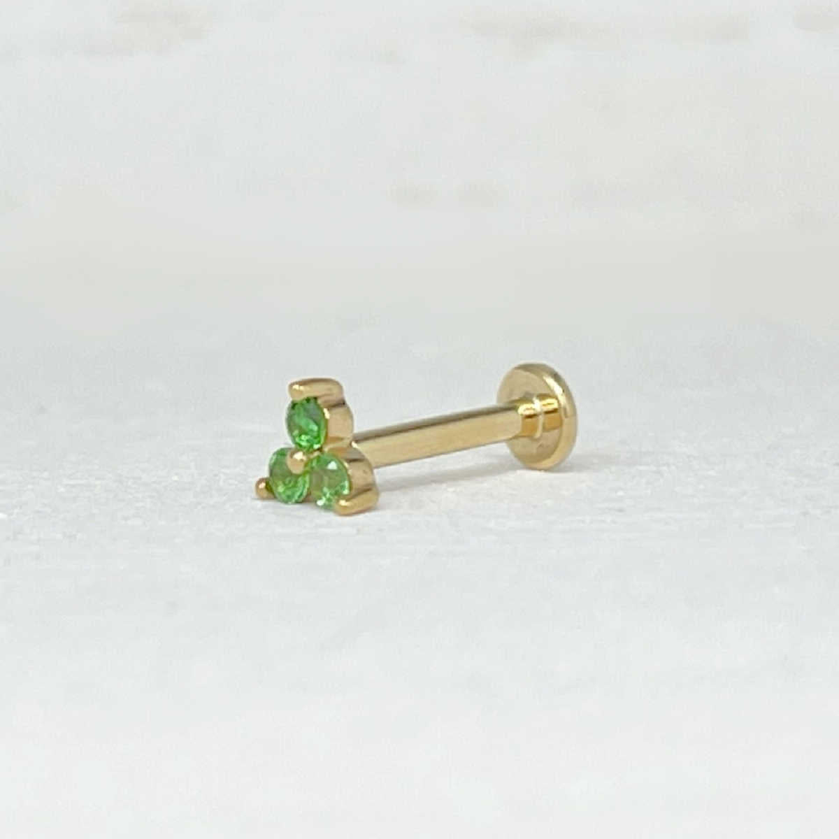 Green Tsavorite Cluster Earrings | Gold Flat Back Cartilage Piercing Stud from Two of Most
