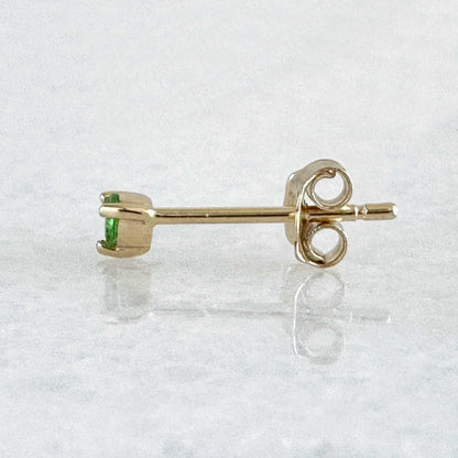 Green Tsavorite Gold Stud Earrings