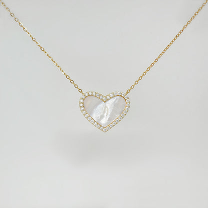 Large Heart Pendant, White Mother of Pearl Necklace from Two of Most Fine Jewelry