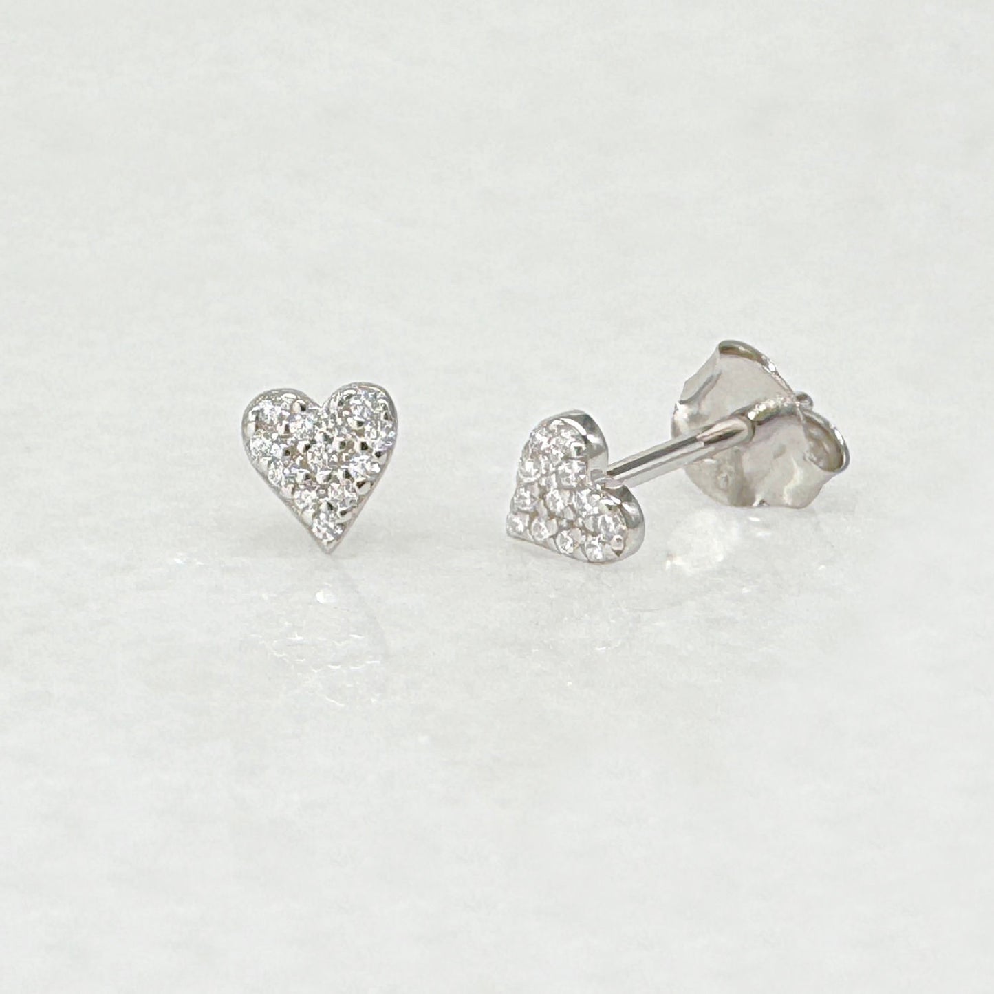 Heart Shaped Stud Earrings, White Gold & Gemstones, Two of Most Fine Jewelry