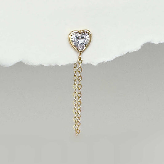 Heart Shaped Connector Stud | 14k Gold Helix Chain Earring from Two of Most