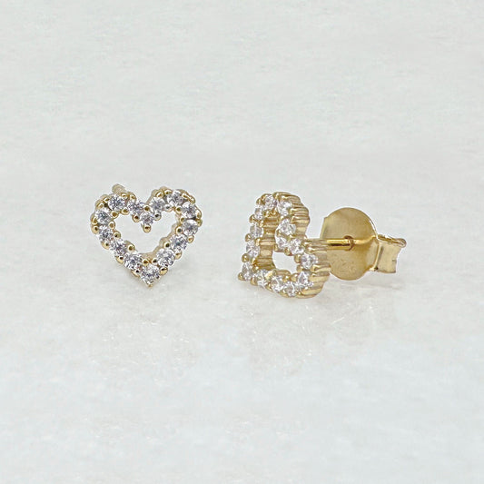 Heart Shaped Stud Earrings in 14k Gold & Sterling Silver by Two of Most