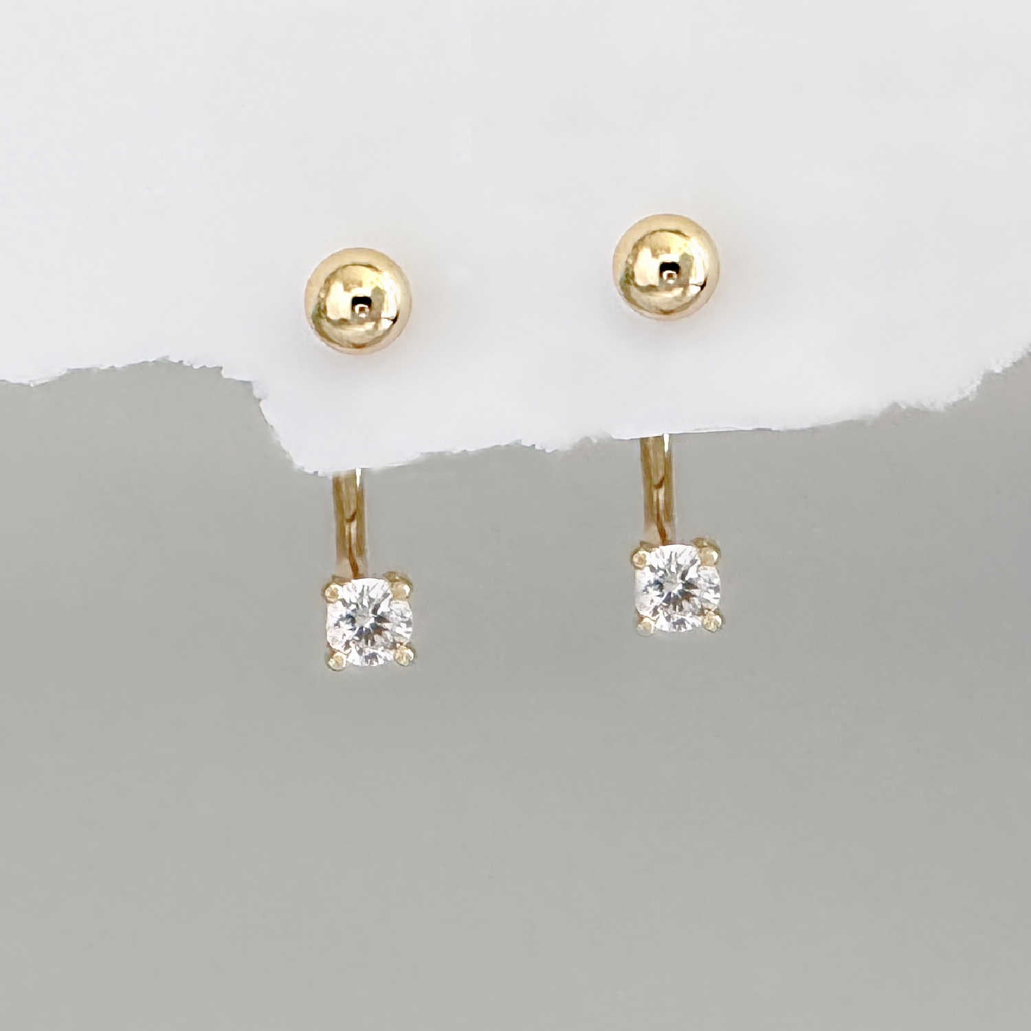 Pair of gold horeshoe barbell earrings, circular piercing jewelry for Helix, Conch, Daith or Lobe form Two of Most