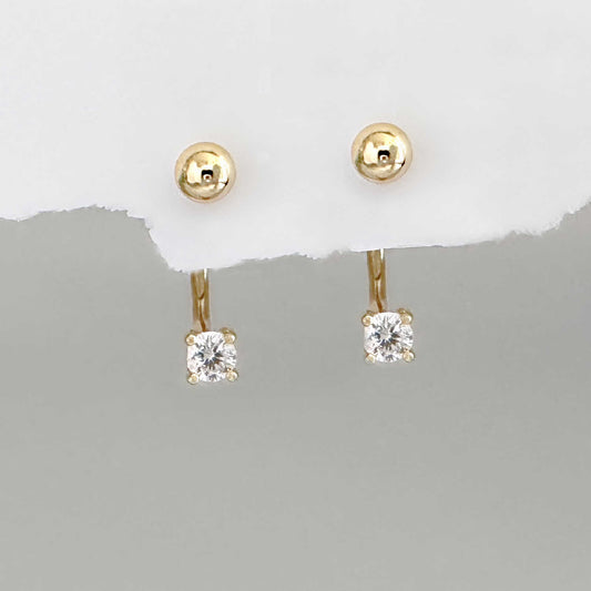 Pair of gold horeshoe barbell earrings, circular piercing jewelry for Helix, Conch, Daith or Lobe form Two of Most