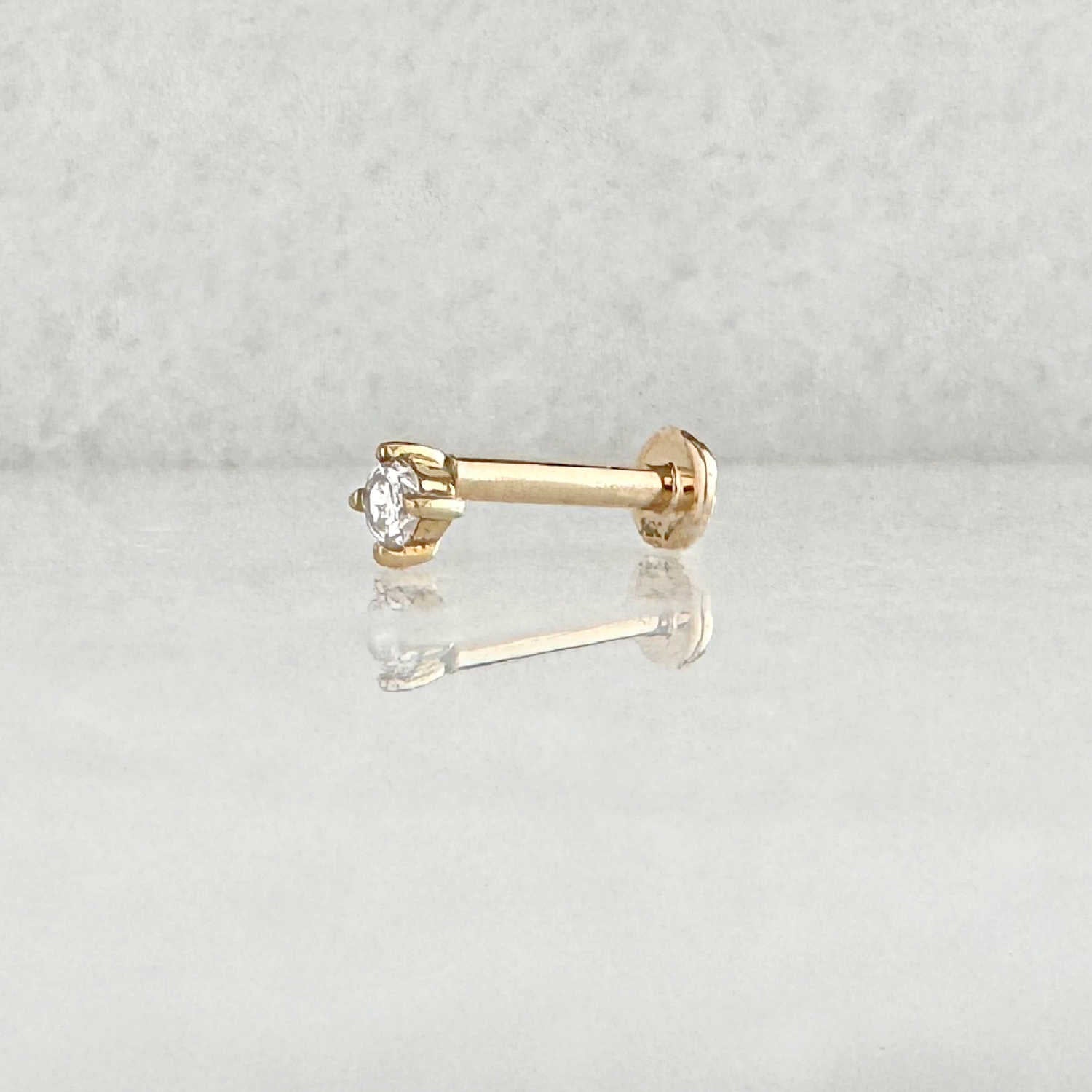 Flat Back 14k Lab Grown Diamond Earring, side view