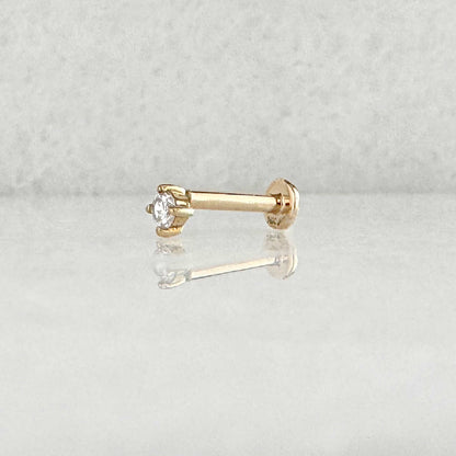 Flat Back 14k Lab Grown Diamond Earring, side view