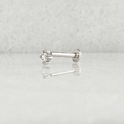 Flat Back 14k White Gold Lab Grown Diamond Earring, side view