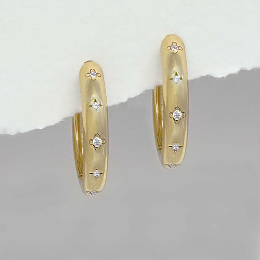 Chunky Gold Hoops | Large 14k Plated Cubic Zirconia Earrings from Two of Most