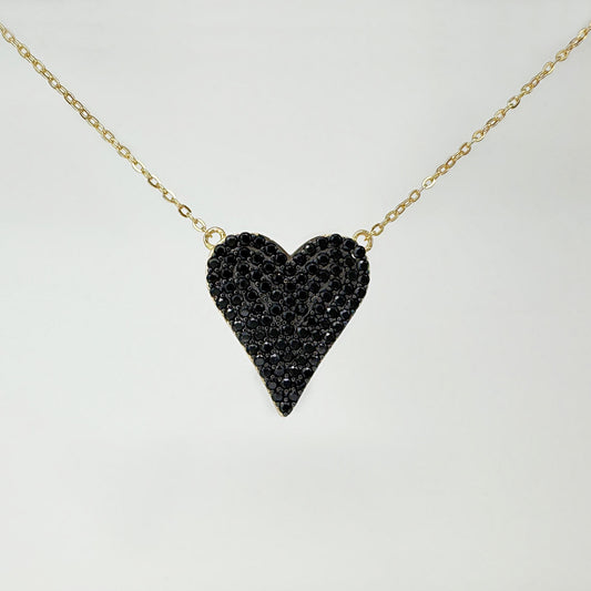 Large Heart Necklace, Black Diamond Pendant from Two of Most