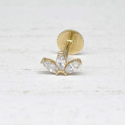 Lotus Flower Helix, Tragus, Conch Earring | 14k Gold Flat Back Cartilage Piercing Studs from Two of Most