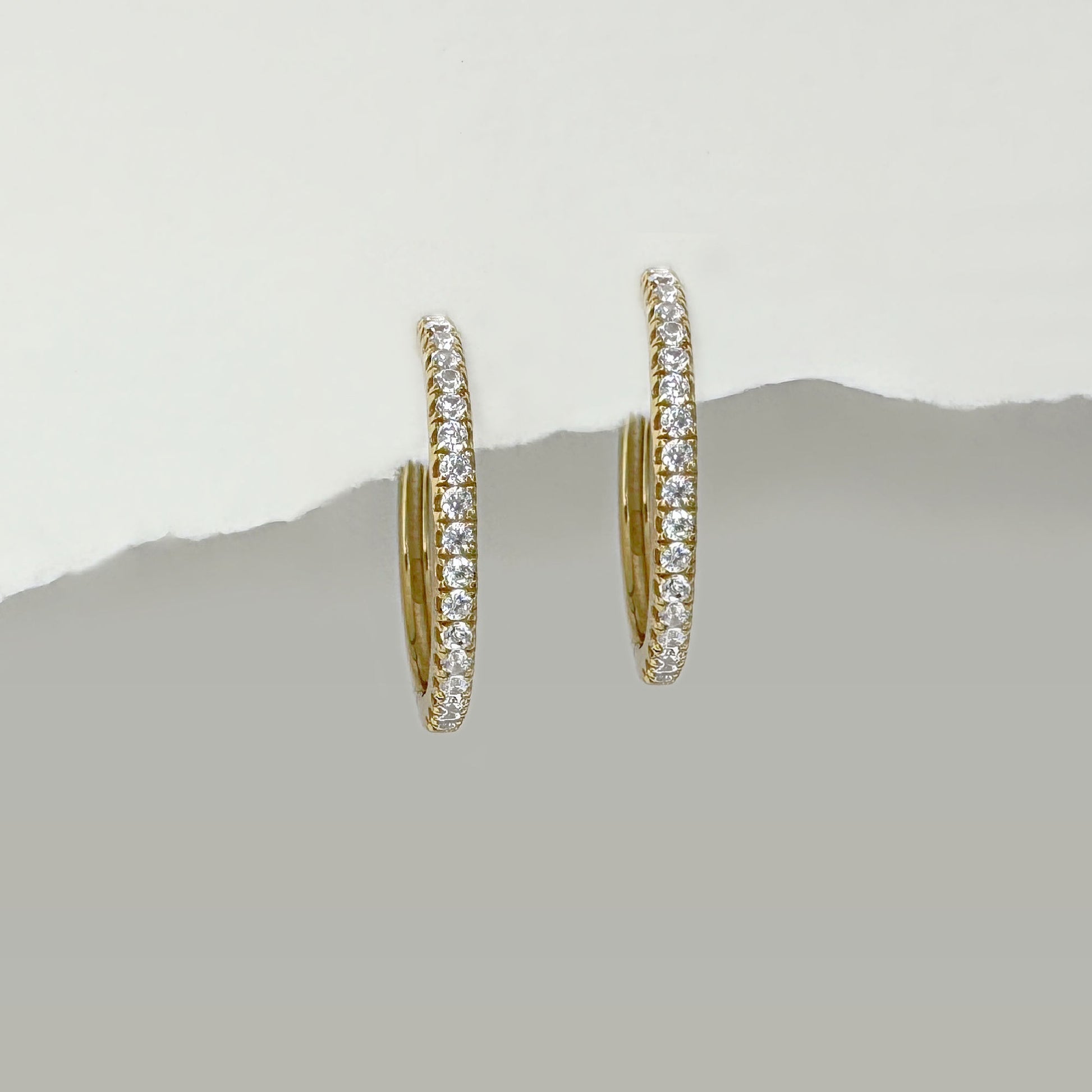 Gold Plated Gemstone Hoops | Medium Cubic Zirconia Earrings from Two of Most