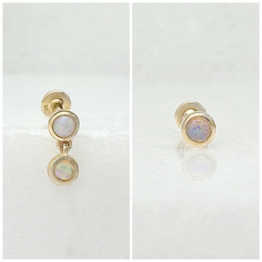 Opal Bezel Flat Back Earring Set