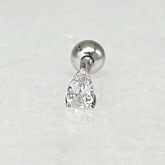 Pear Gemstone Nap Earring | Screw Back Cartilage Barbell | 925 Sterling Silver | Two of Most
